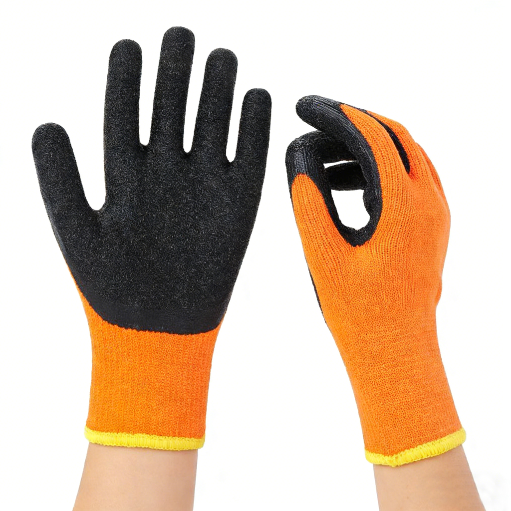 Looped Lining Crinkle Latex Coated Gloves