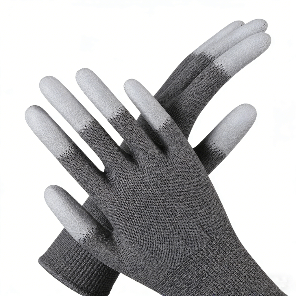13G Polyester PU Finger Coated Gloves