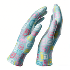 13G Flower Print Polyester PU Palm Coated Gloves