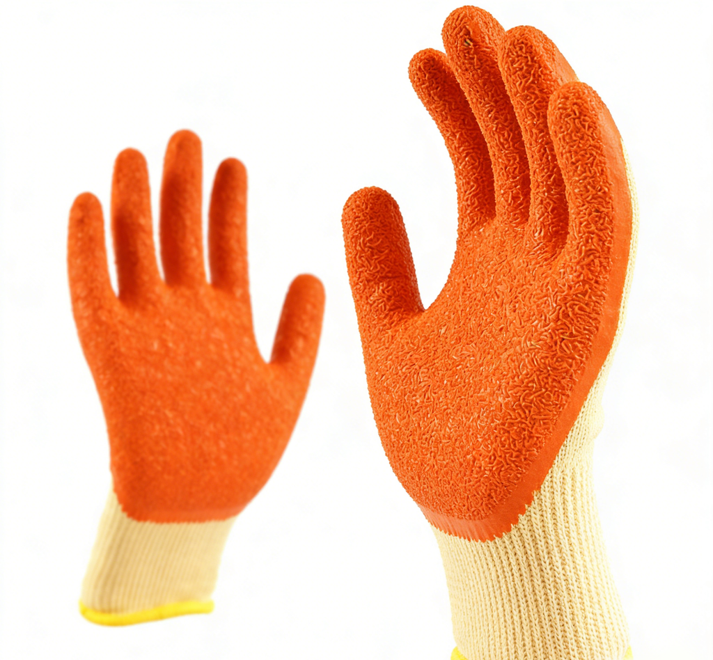 10 Gauge 5Threads Poly-Cotton Crinkle Latex Coated Gloves