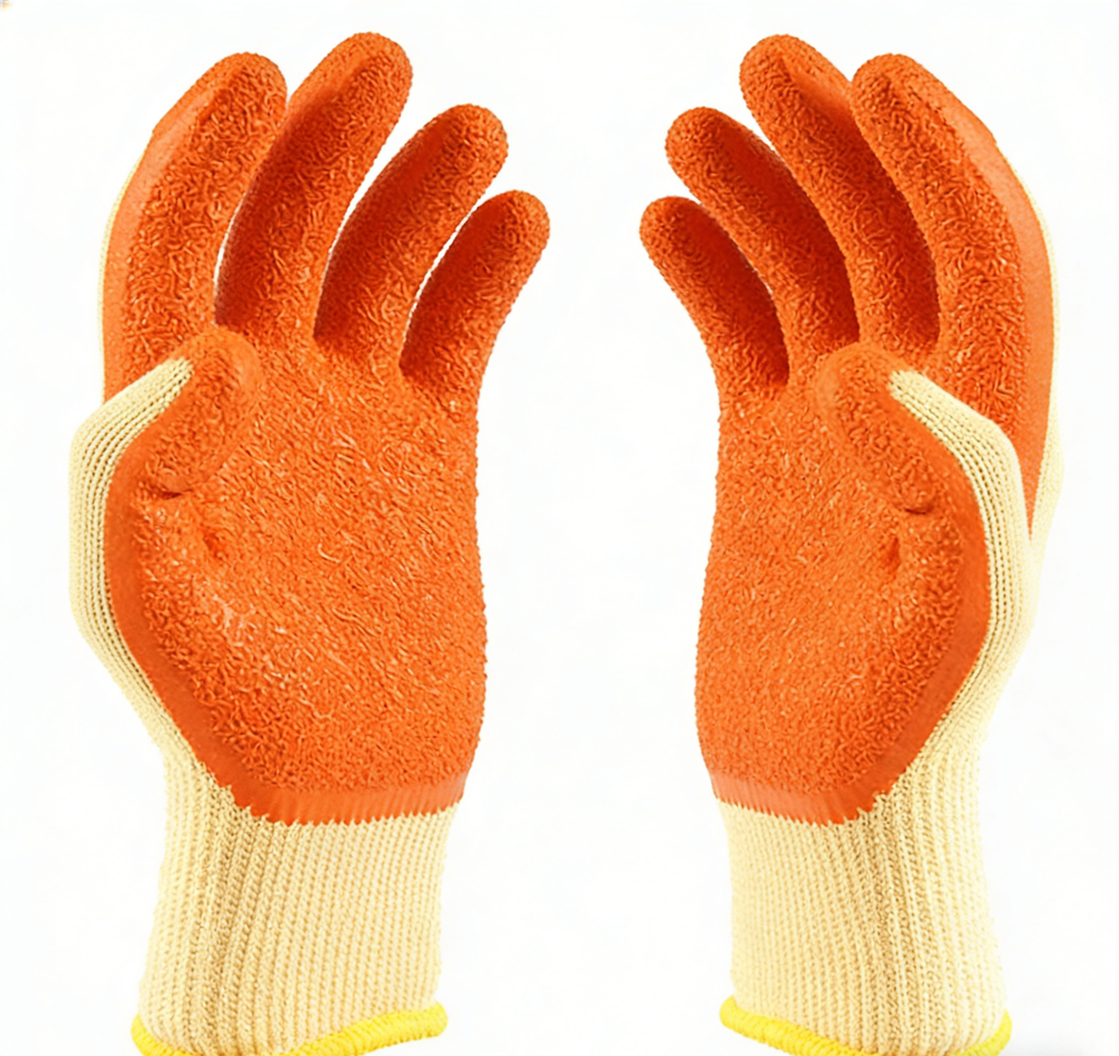 10 Gauge 5Threads Poly-Cotton Crinkle Latex Coated Gloves