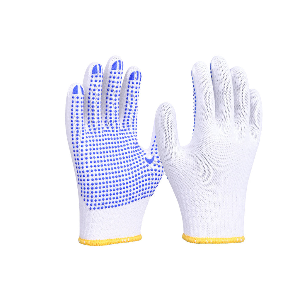 10 Gauge Bleached White PVC Dotted Gloves