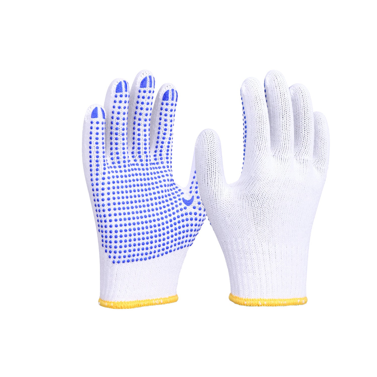 10 Gauge Bleached White PVC Dotted Gloves