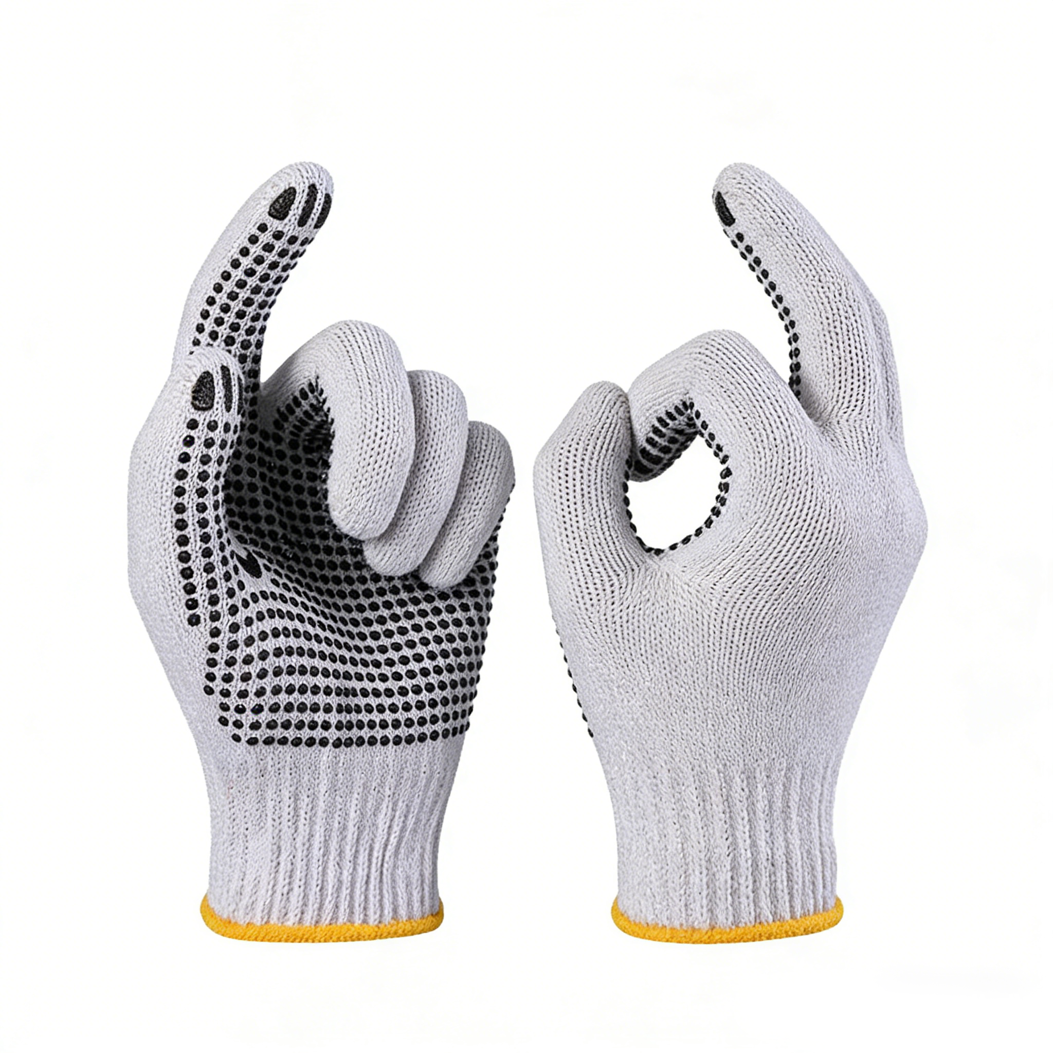 10 Gauge Original White PVC Dotted Gloves