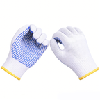 10 Gauge Bleached White PVC Dotted Gloves