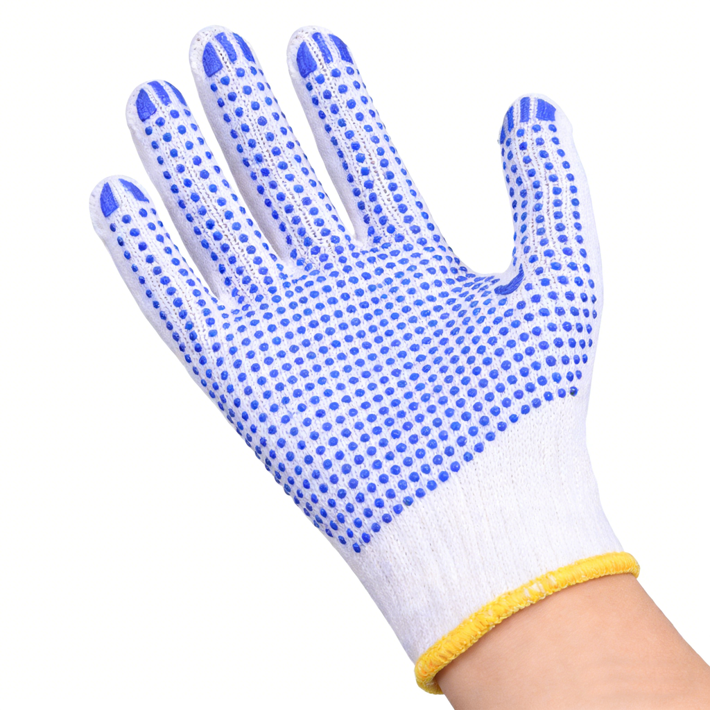 10 Gauge Bleached White PVC Dotted Gloves