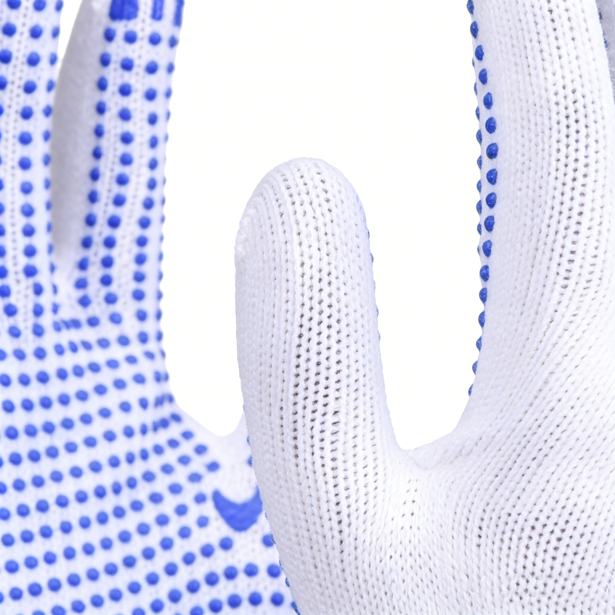 10 Gauge Bleached White PVC Dotted Gloves