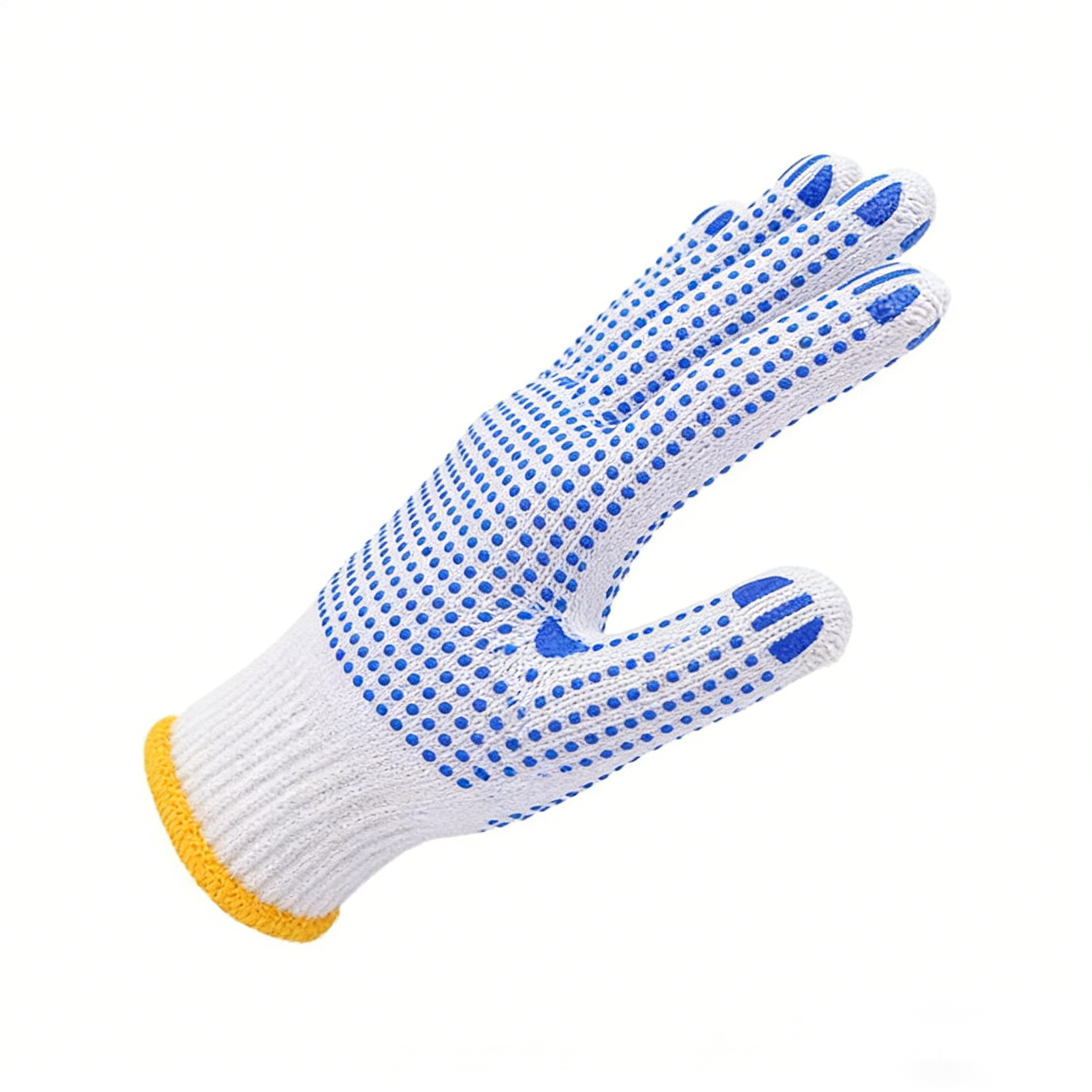 10 Gauge Bleached White Double Side PVC Dotted Gloves