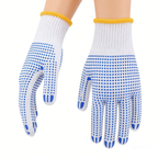 10 Gauge Bleached White Double Side PVC Dotted Gloves