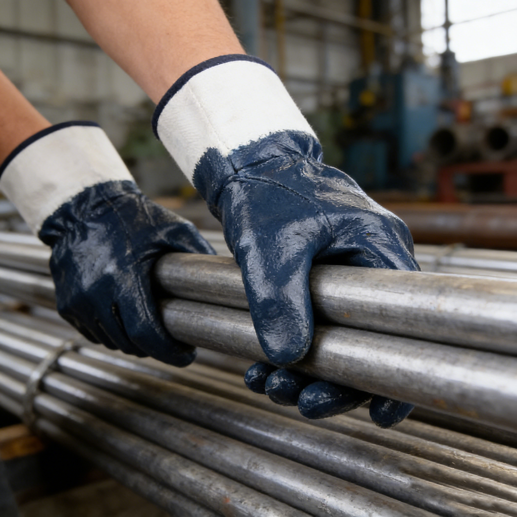 Jersey Lining Safety Cuff Nitrile Coated Gloves