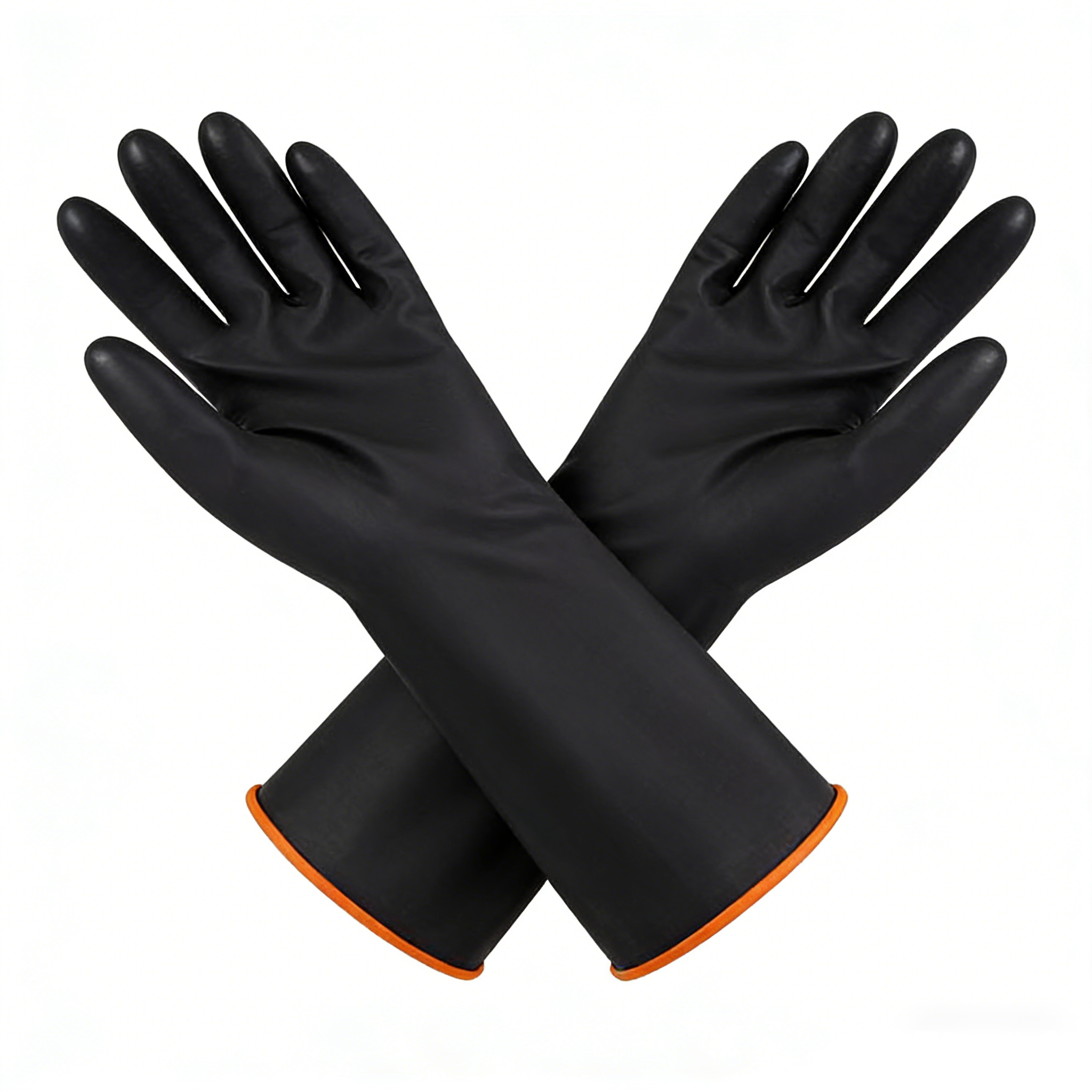 Black latex industrial gloves