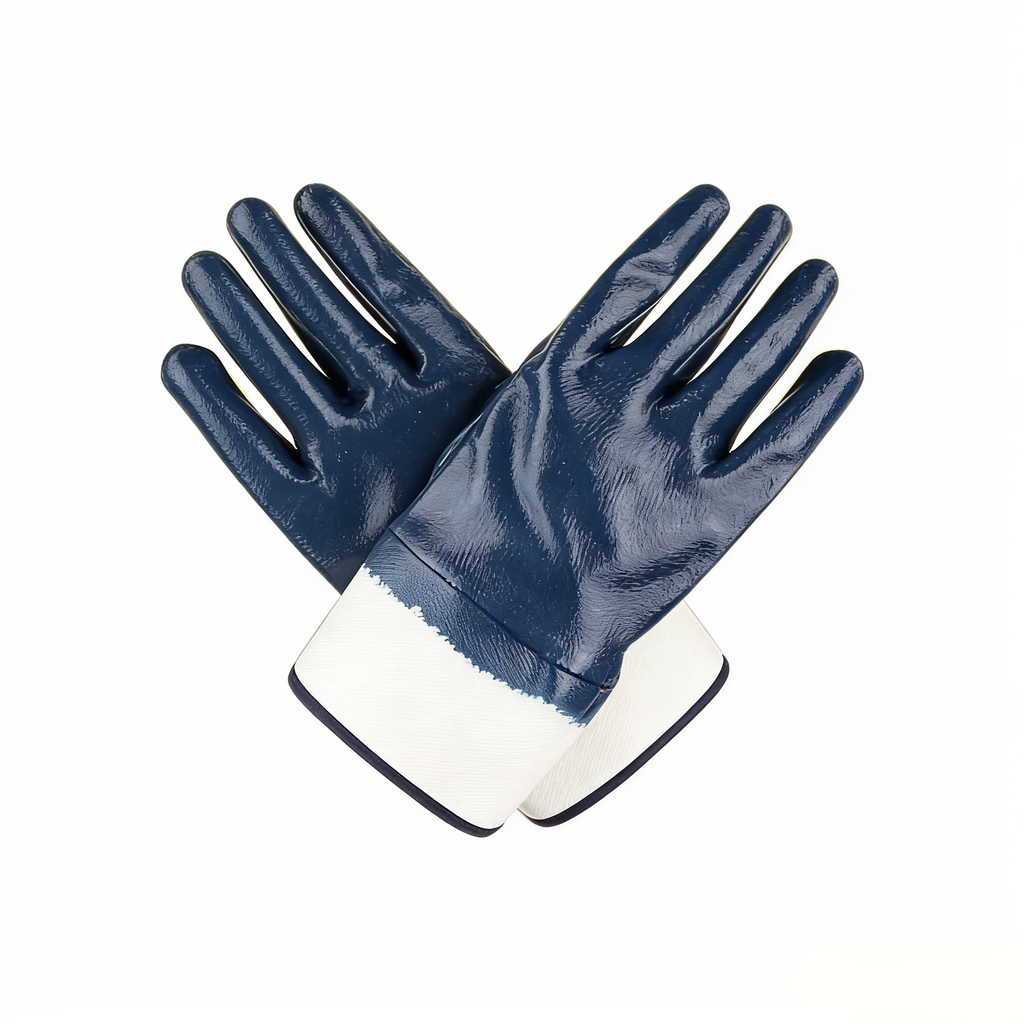 Jersey Lining Safety Cuff Nitrile Coated Gloves