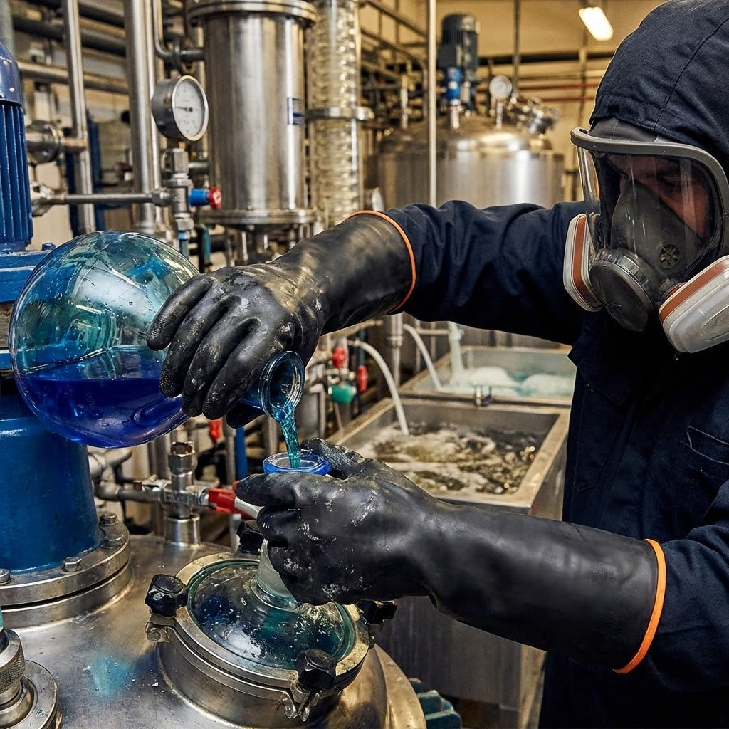 Black latex industrial gloves