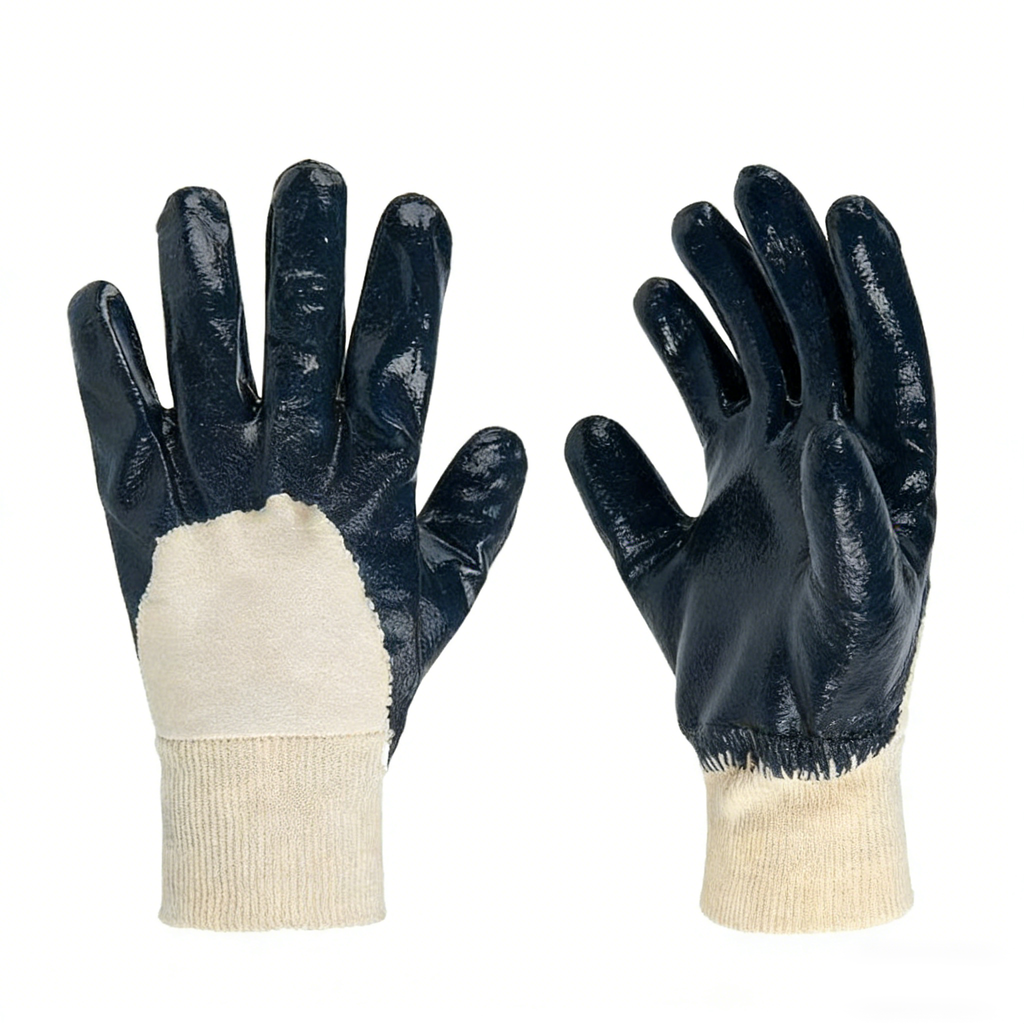 Knitted Wrist Jersey Lining Nitrile Coated Gloves