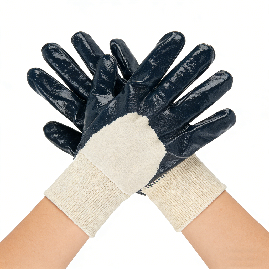 Knitted Wrist Jersey Lining Nitrile Coated Gloves