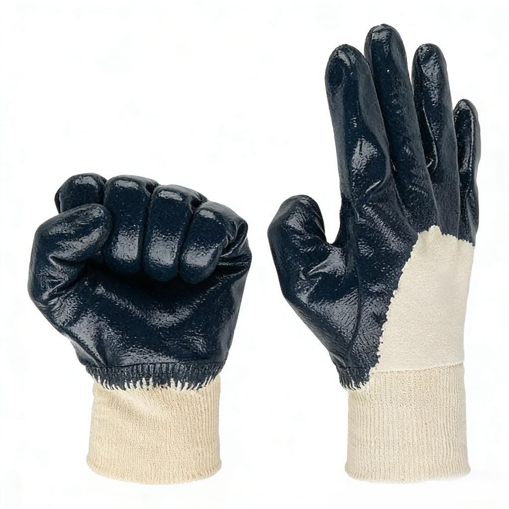 Knitted Wrist Jersey Lining Nitrile Coated Gloves