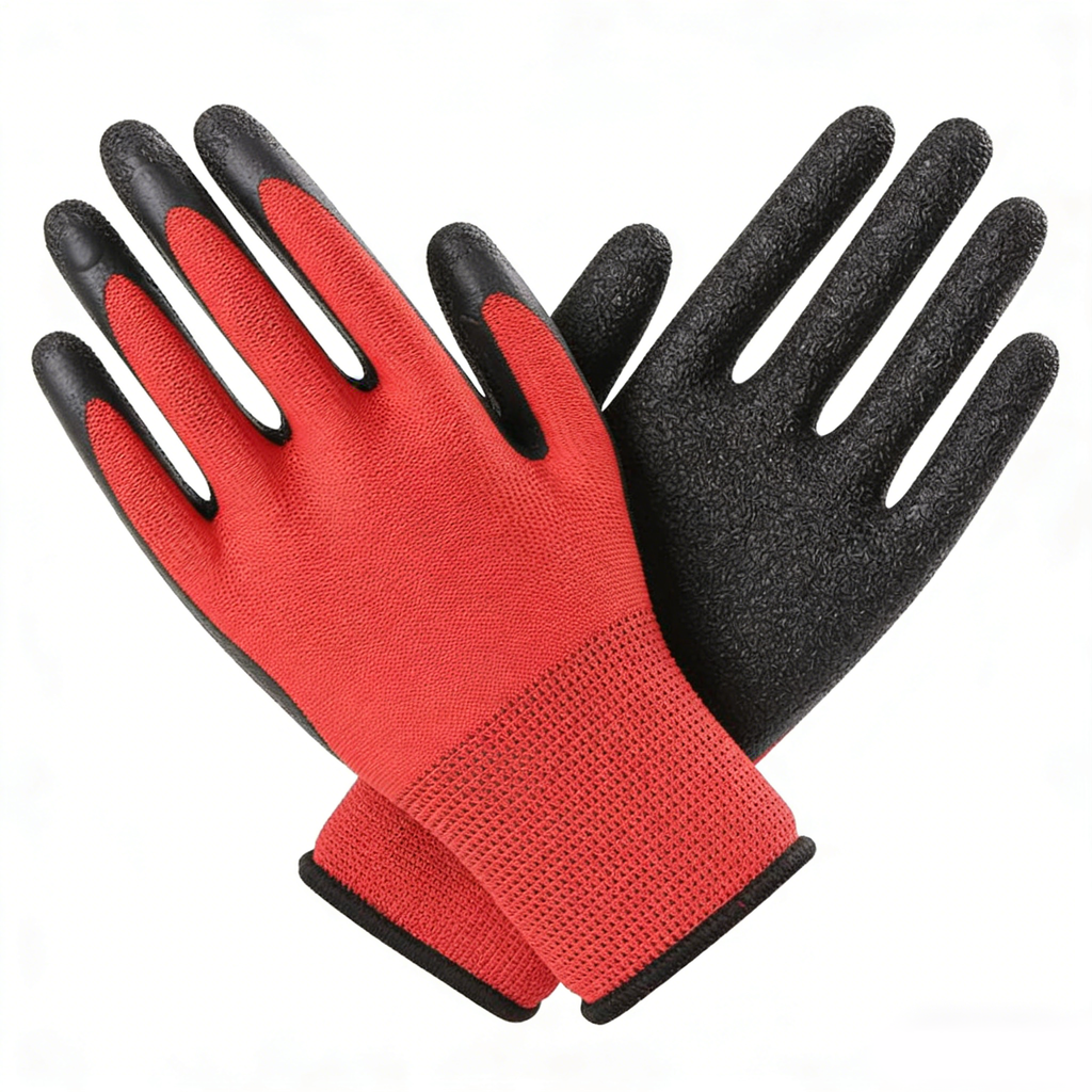13G Polyester Crinkle Latex Coated Gloves