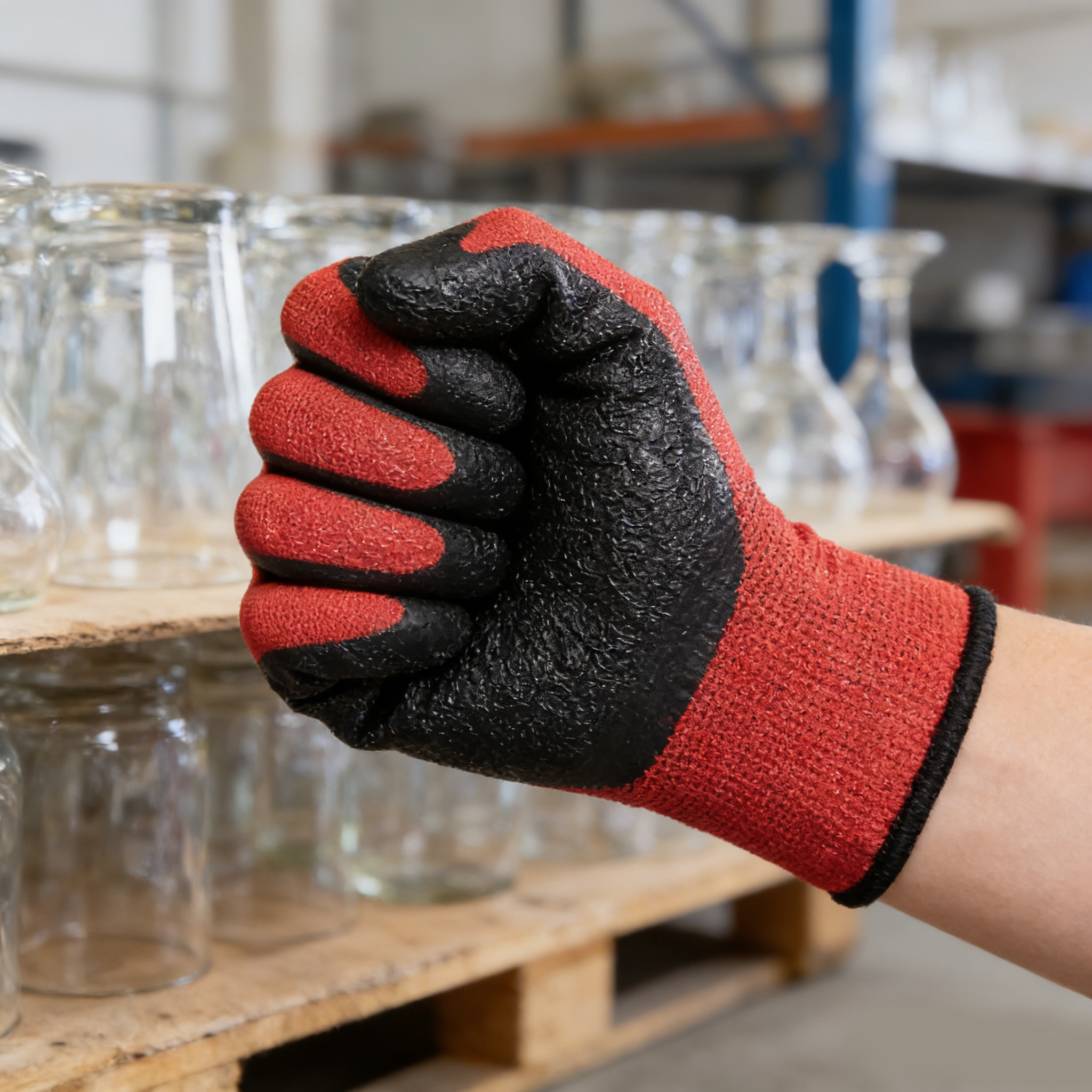 13G Polyester Crinkle Latex Coated Gloves