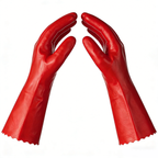 Red industrial PVC chemical gloves