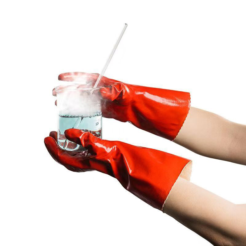 Red industrial PVC chemical gloves