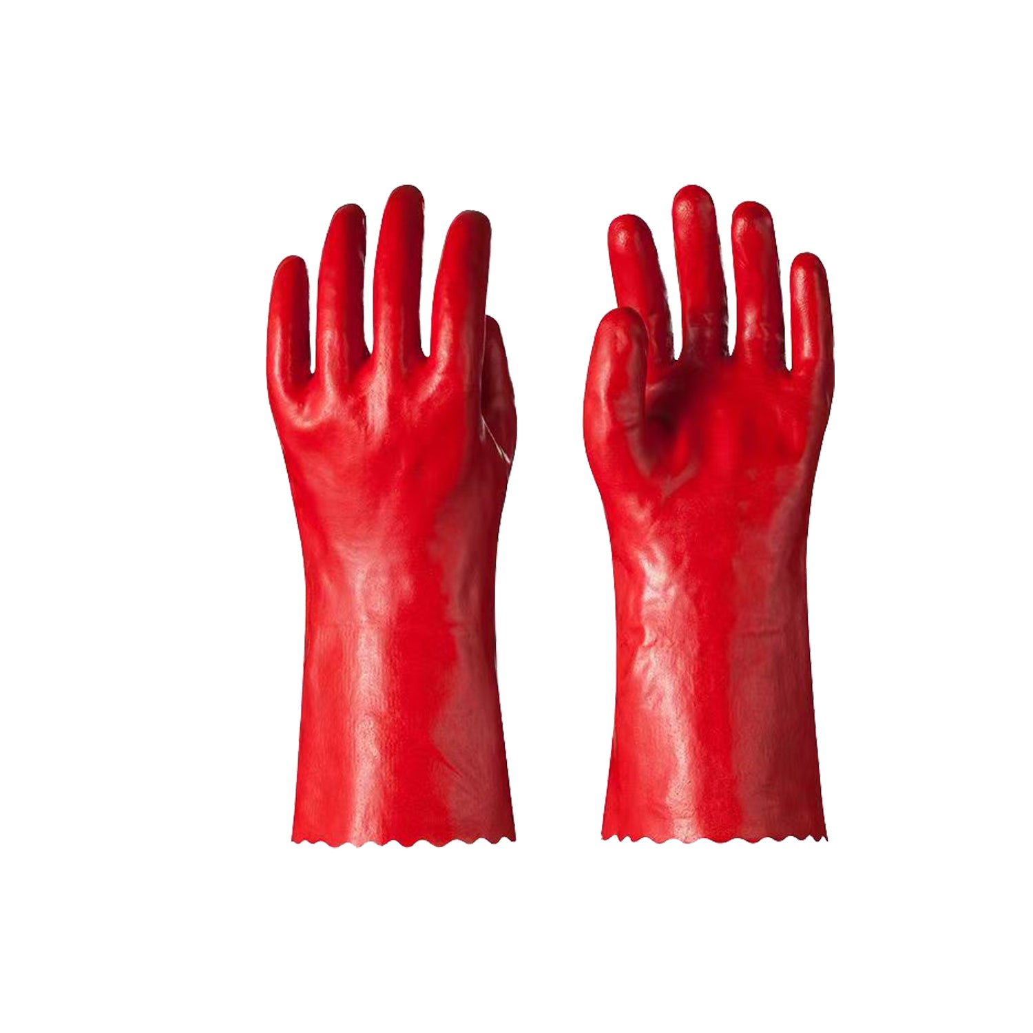 Red industrial PVC chemical gloves