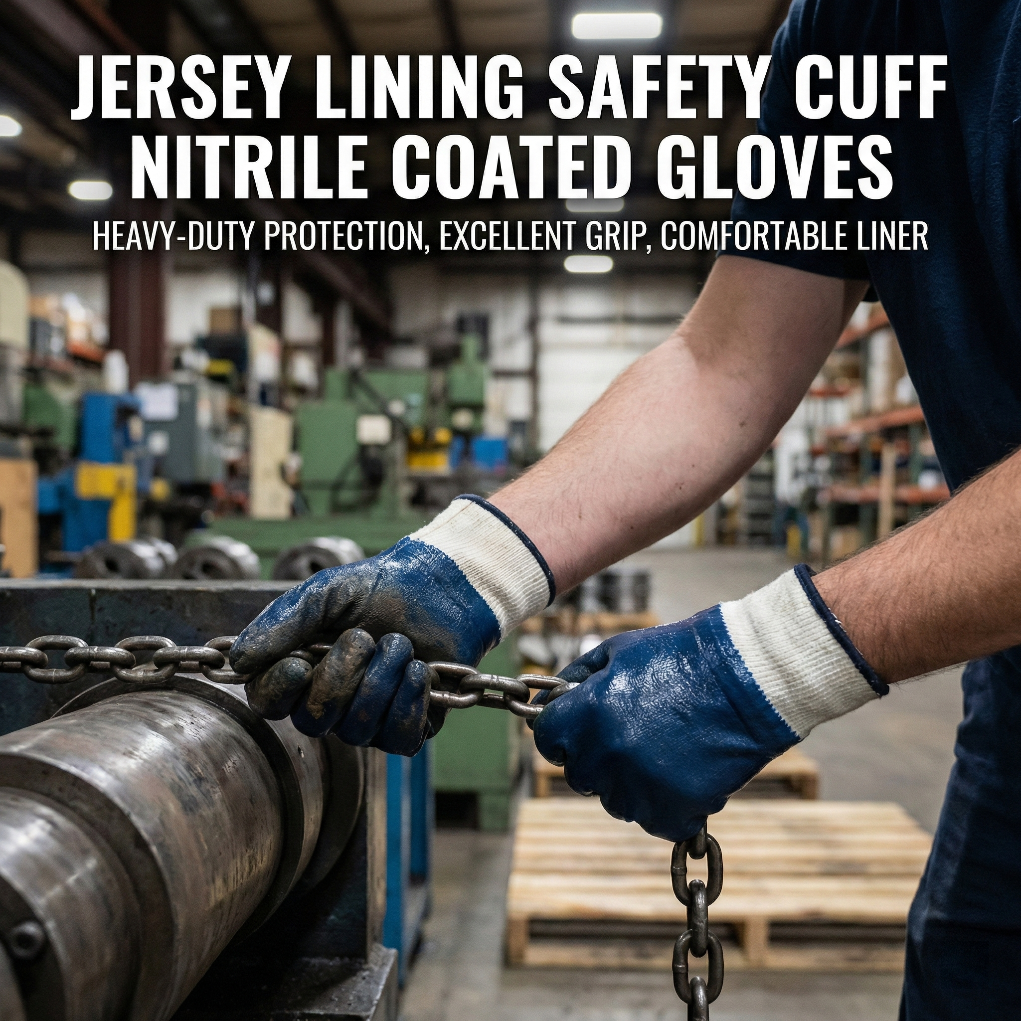 Jersey Lining Safety Cuff Nitrile Coated Gloves