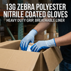 13G Zebra Polyester Nitrile Coated Gloves