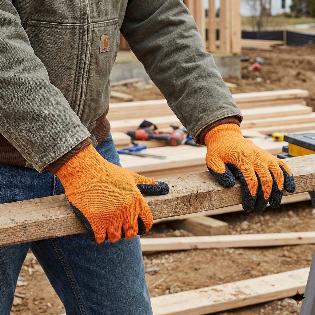 Looped Lining Crinkle Latex Coated Gloves