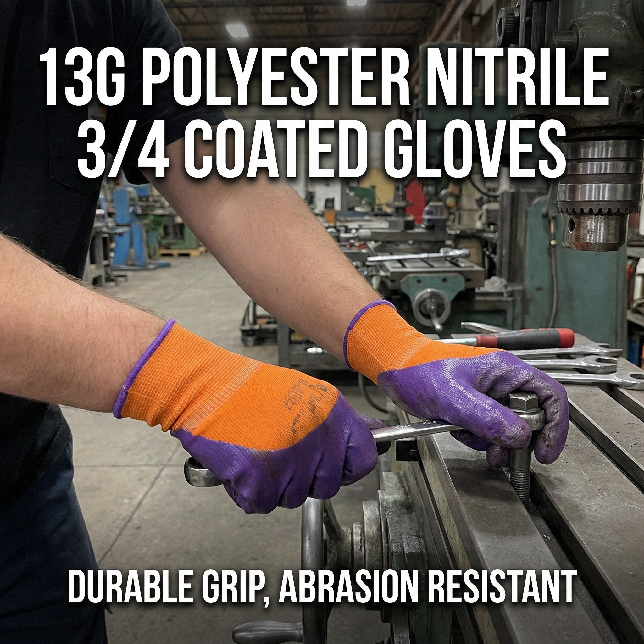 13G Polyester Nitrile 3/4 Coated Gloves