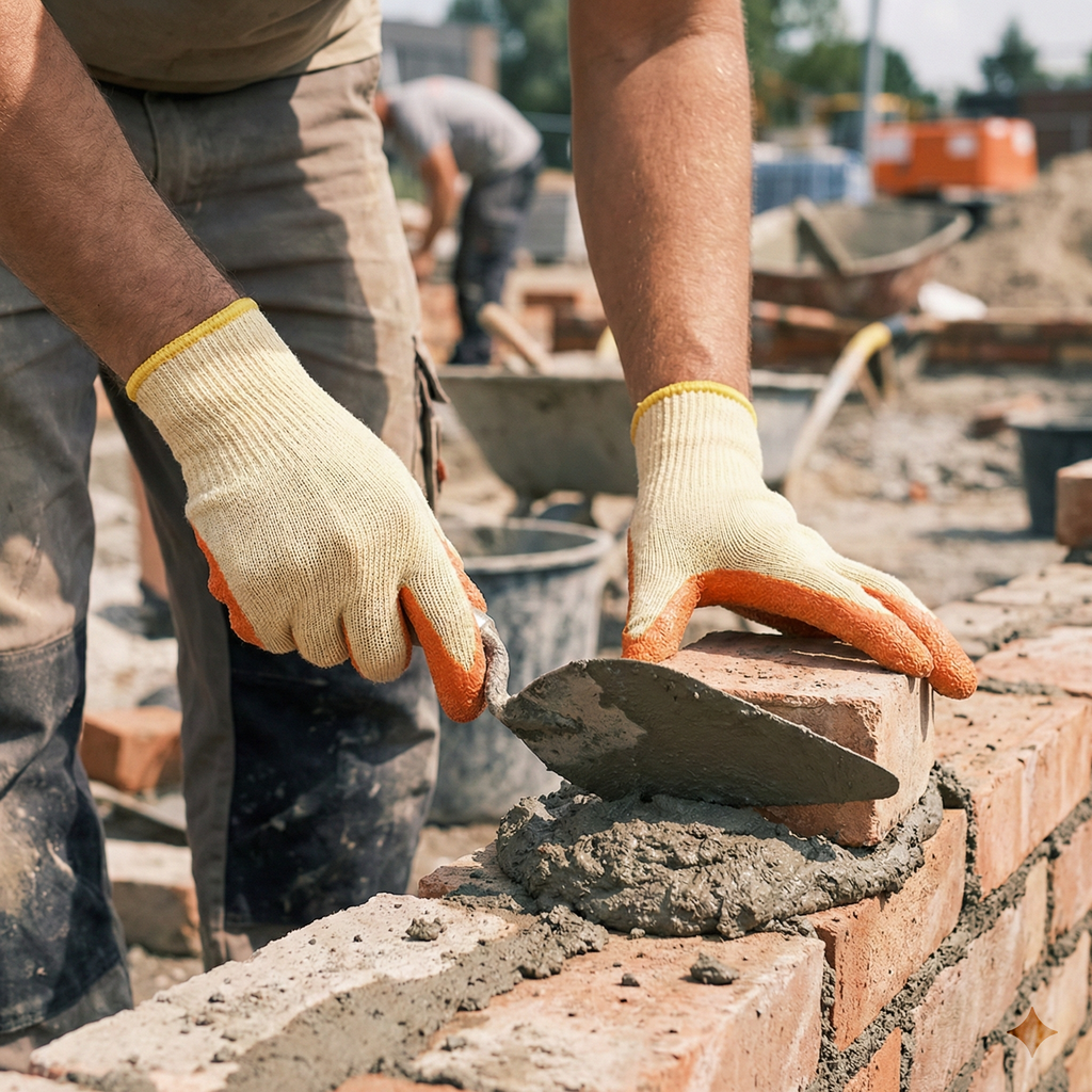 10 Gauge 5Threads Poly-Cotton Crinkle Latex Coated Gloves