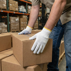 10 Gauge Bleached White PVC Dotted Gloves