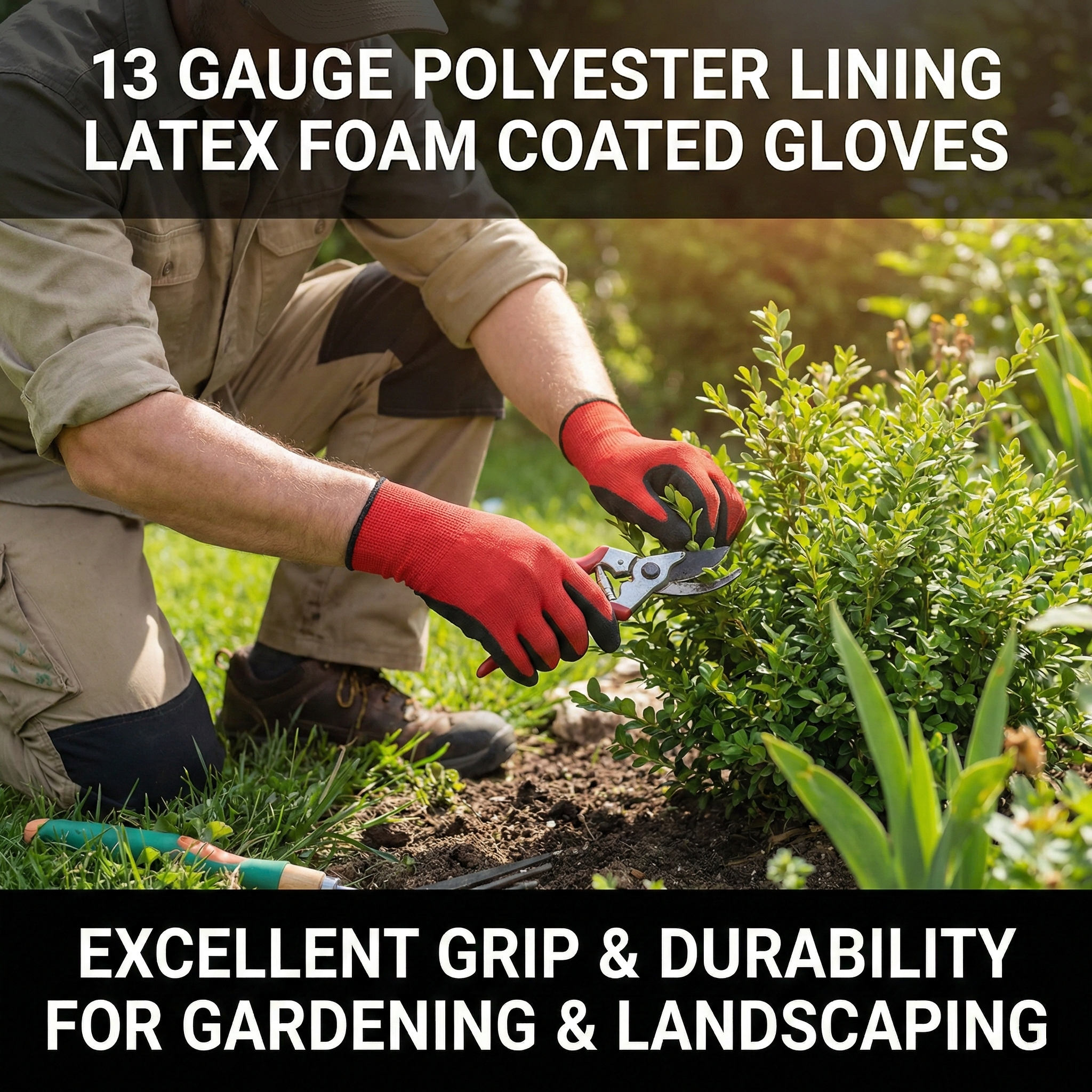 13 Gauge Polyester Lining Latex Foam Coated Gloves